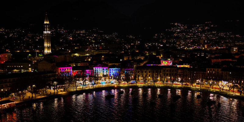 Christmas atmosphere in the city with christmas lights